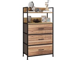 HOMCOM-Stoffen Dressoir-60x29x101cm-Vliesstof (100% polyester)-Eiken