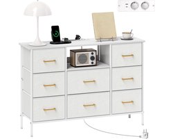 HOMCOM Stoffen Dressoir Polyester, Staal 110L x 30B x 76H cm Crèmewit