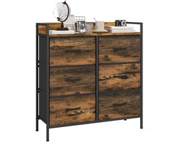 HOMCOM Stoffen Dressoir - Vliesstof, staal - 79x29x85cm - Rustiek Bruin