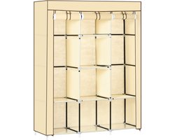 HOMCOM - Stoffen Kast - met 8 Planken - 2 Kledingstangen - Beige