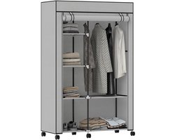 HOMCOM Stoffen kledingkast - Staal - 103x43x162,5cm - Lichtgrijs