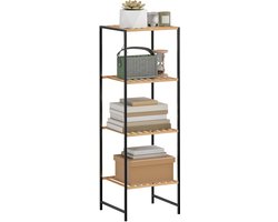 Homcom Storage Shelf-Bamboe, Staal-36,5L x 33B x 110H cm-Natuurhout