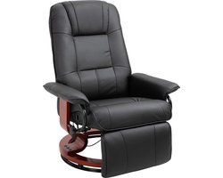 HOMCOM TV fauteuil verstelbare fauteuil kunstleder 360 ° draaistoel, kantelbare houten voet 833-621