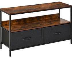 HOMCOM TV-meubel - MDF - 98x29x56cm - Rustiekbruin, Grijs/Zwart