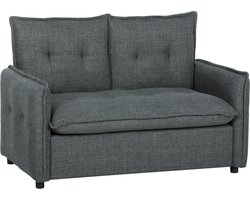 HOMCOM Tweezitsbank - Linnenstof (60% katoen, 40% polyester) - 131 x 75 x 85 cm - Donkergrijs