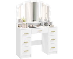 Homcom Vanity Table-MDF, Glas-110L x 40B x 150H cm-Wit