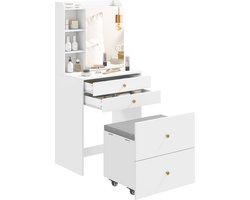 HOMCOM Vanity Table Set-Leinen (100 % Polyester), Spanplatte-Weiß