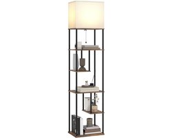 HOMCOM Vloerlamp - MDF - 40x29x171cm - Rustiek Bruin