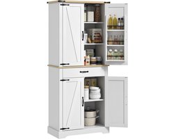 HOMCOM-Voedselvoorraadkasten-Spaanplaat-76,5x40x181cm-Wit