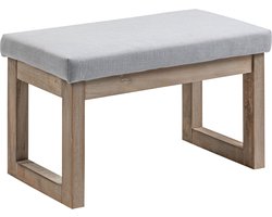 HOMCOM voetenbank - met massief poten - 68x38x42 cm - grijs/natuur