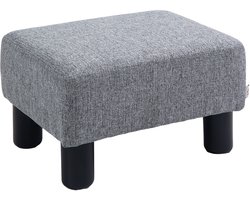 HOMCOM voetenbank met stoffen bekleding - Poef - Hocker - Voetensteun - Grijs