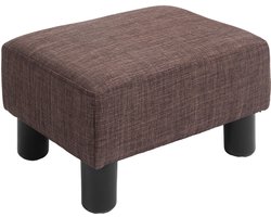 HOMCOM voetenbank met stoffen bekleding - Voetenbankje - Poef - Hocker - Voetensteun - Krukje - Bruin