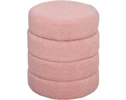 HOMCOM Voetenbankje Polyester, Schuim Ø40 x 45H cm Roze