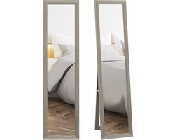 Homcom Volledig Lichaamsspiegel-MDF, Glas-37L x 3,8B x 157H cm-Grijs