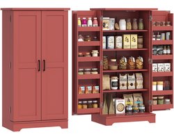 HOMCOM-Voorraadkasten - Hout - 60x40x120cm - Rood
