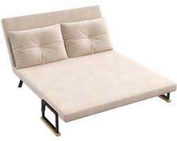 HOMCOM vouwbare slaapbank - met bedfunctie - fluweel - beige