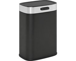 HOMCOM Vuilnisbak Roestvrij staal, Kunststof 21,5L x 19,5B x 30H cm Zwart