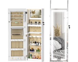 HOMCOM - Wandgemonteerde sieradenkast - MDF, glas - 37 x 10,5 x 108 cm - Wit