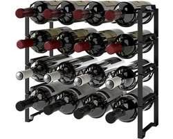 HOMCOM wijnrek - metaal - 42,5L x 16,5B x 41H cm -zwart