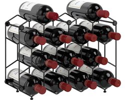 HOMCOM Wijnrek-Metaal-43L x 15,5B x 31H cm-Zwart