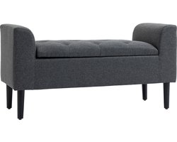 HOMCOM zitbank - met opbergruimte - houten poten - donkergrijs