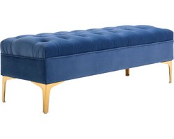 HOMCOM zitbank - schoenenbank - verhoogde poten - fluweel - blauw