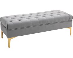 HOMCOM zitbank - schoenenbank - verhoogde poten - fluweel - blauw