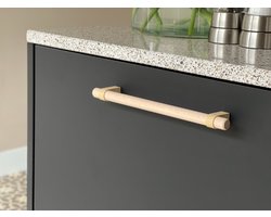 Home 3D ® - Handgrepen Beige - 2 Stuks - 128mm - Beukenhout – Gemaakt in Nederland - Inclusief Schroeven – Voor Keuken, Kast en Meubel
