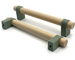 Home 3D ® - Handgrepen Groen - 2 Stuks - 128mm – Beukenhout – Gemaakt in Nederland – Inclusief Schroeven - Voor Keuken, Kast en Meubel