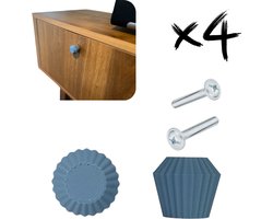 Home 3D® - Kastknop Blauw - Set van 4 - Deurknoppen voor Kasten - Incl. Bevestigingsmateriaal - Ontworpen en Gemaakt in Nederland