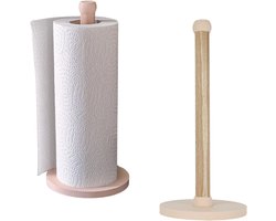 Home 3D® - Keukenrolhouder Beige - Houten Staande Rollenhouder - Gemaakt en ontworpen in Nederland