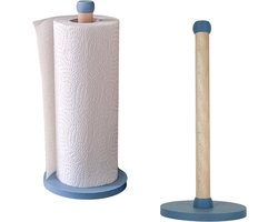 Home 3D® - Keukenrolhouder Blauw - Houten Staande Rollenhouder - Gemaakt en ontworpen in Nederland