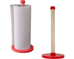 Home 3D® - Keukenrolhouder Rood - Houten Staande Rollenhouder - Gemaakt en ontworpen in Nederland