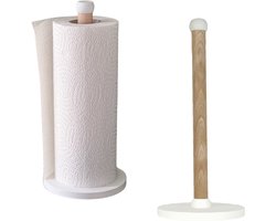 Home 3D® - Keukenrolhouder Wit - Houten Staande Rollenhouder - Gemaakt in nederland