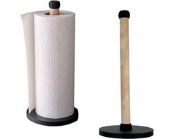 Home 3D® - Keukenrolhouder Zwart - Houten Staande Rollenhouder - Gemaakt en ontworpen in Nederland