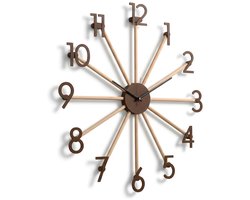 Home 3D - Moderne Stille Wandklok Bruin - 60cm - Gemaakt in Nederland - Home Design