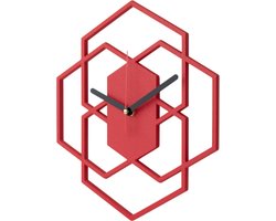 Home 3D® - Moderne Stille Wandklok Rood – Voor Keuken en Binnengebruik – Gemaakt en ontworpen in Nederland