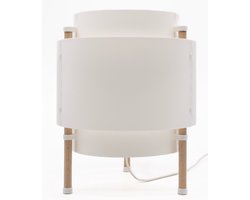 Home 3D® - Tafellamp Wit - Beukenhout - 30 cm - E27‑fitting - Ontworpen en Gemaakt in Nederland