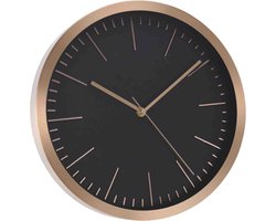 Home and Styling Collection wandklok - rosegoud met zwart - 30 cm