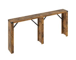 Home & Beyond® Consoletafel - Smalle Sidetable - Haltafel en Banktafel - Ruimtebesparende Tafel met Houtlook Blad en Metalen Frame - Bruin Zwart - 160x21.8x75 cm