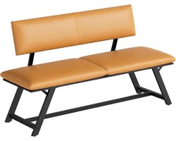 Home & Beyond® Eetkamerbank met Rugleuning - Eettafelbank en Keukenbank - Zitbank voor 2 tot 3 Personen - Metalen Frame - Bruin en Zwart - 139x49x84 cm