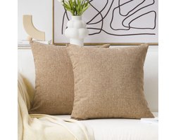 Home Brilliant 65x65 Kussenhoes, Burlap Linnen Textured Kussenhoezen, Decoratieve Kussens voor Bank, Bankbed, 65 cm - ShopVlot