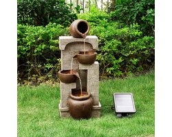 Home Buiten Tuin Water Fontein - Waterornament - Zonne-Energie - 4 Lagen Pot Ontwerp - Waterval - Tuindecoratie - Binnen & Buiten - Met Pomp - 31 x 26.2 x 72.4 (cm