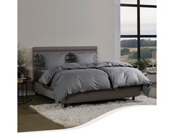 Home by TEMPUR® - Dekbedovertrek van katoensatijn - strijkvrij en droger geschikt - Antraciet - 140x200 cm - zonder kussensloop