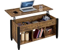 Home collection salontafel in hoogte verstelbare salontafel met hefplaat motortafel verborgen opbergruimte Bijzettafel van houten tafel voor woonkamer roest bruin