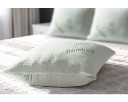 Home & Comfort - Antibacterieel memory foam hoofdkussen met bamboe hoes 1+1 gratis - Hoofdkussen 1 + 1