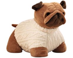 Home & Deco Deurstoppers Max de mops hond 1 kilo bruin - wol wit