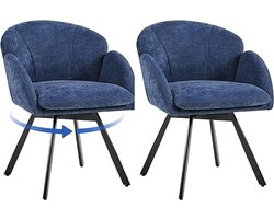 Home deco Eetkamerstoel, draaibaar, draaistoel eetkamer met draaibare zitting en afneembaar zitkussen, bloembladvorm, blauw