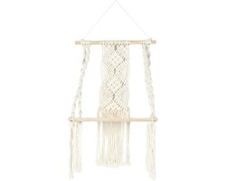 Home Deco Fabric Wandplank/wandrek Ibiza - naturel - Boho stijl - 30 x 15 x 50 cm - muurplankjes