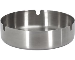Home deco factory asbak - metaal - zilver - D12 cm - rond